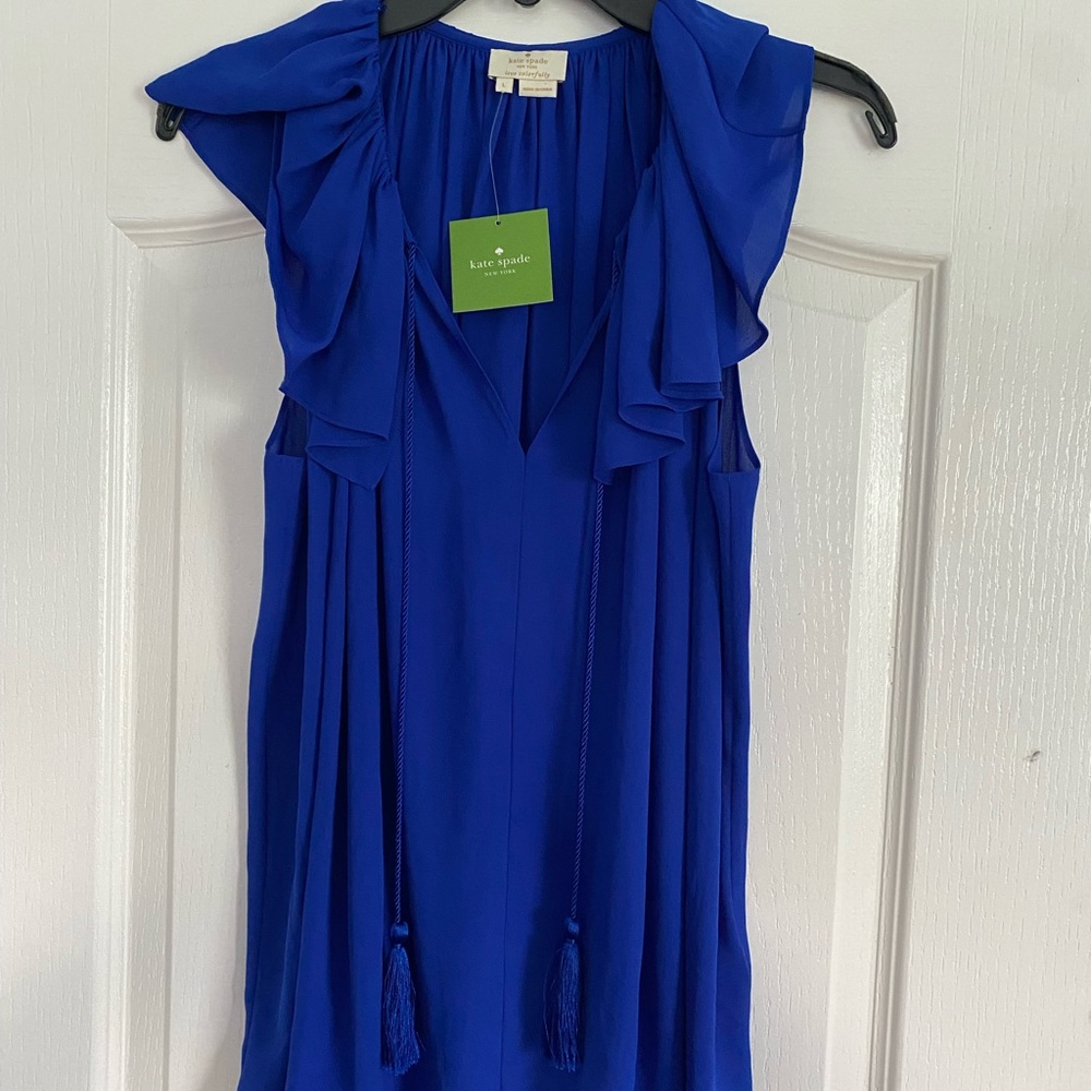 NWT Kate Spade Tie Neck Ruffle Top Large